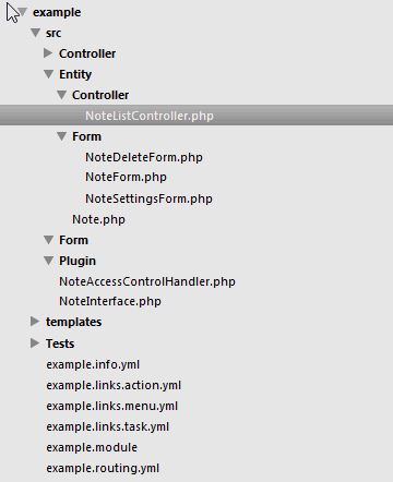 structure folder of an drupal 8 entity