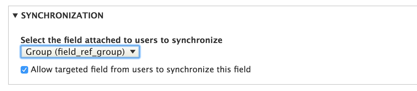 Configuration de la synchronisation d'un champ Permissions by field