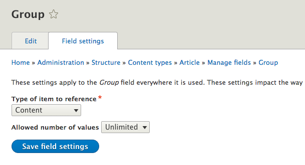 Configuration du stockage du champ Permissions by field