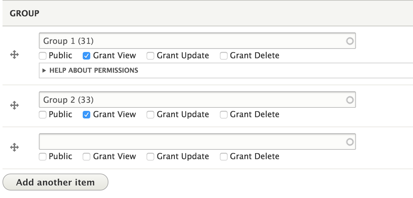 Permissions per node