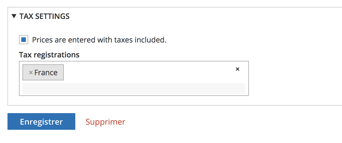 Drupal commerce store tax settings