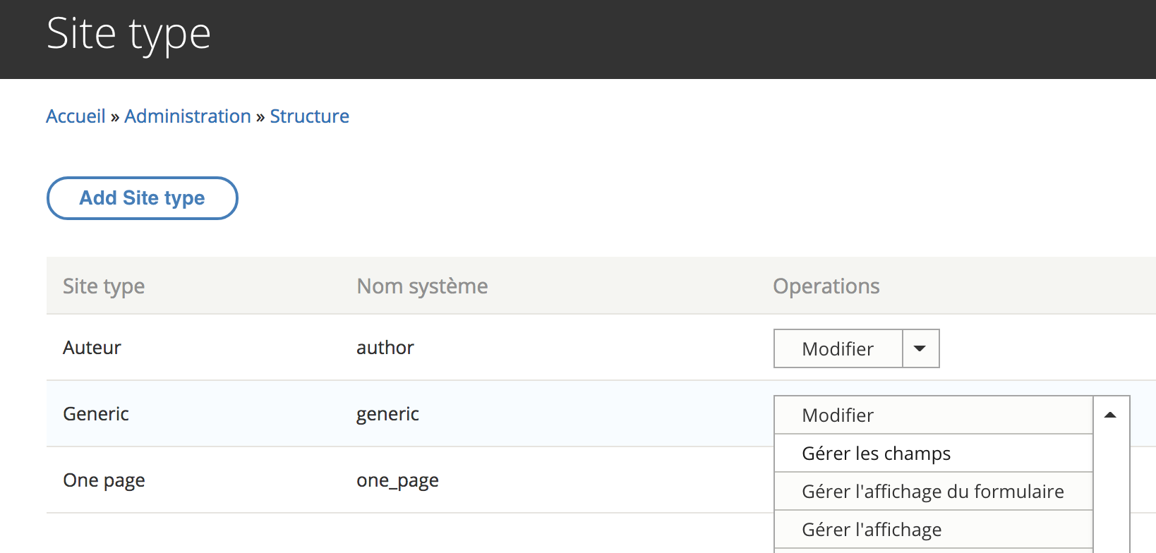 Add field on site type