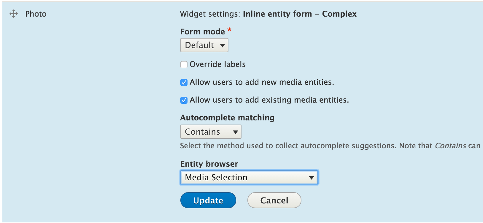 Configuration de IEF avec entity browser