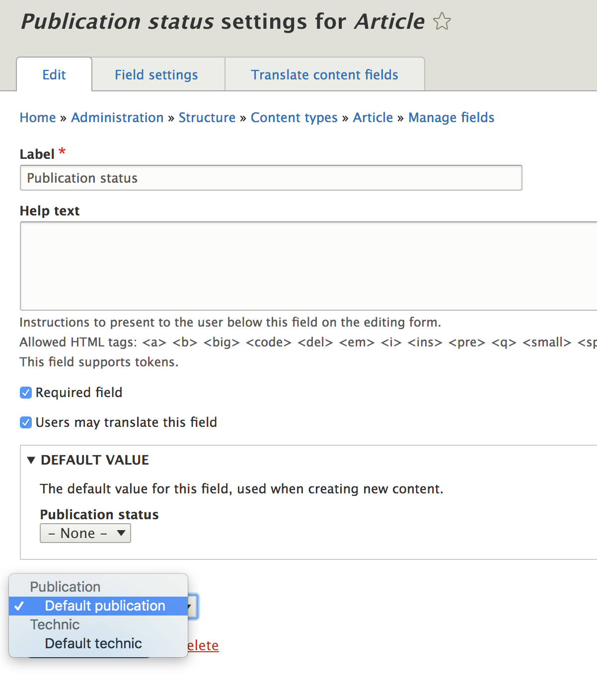 Configuration state machine