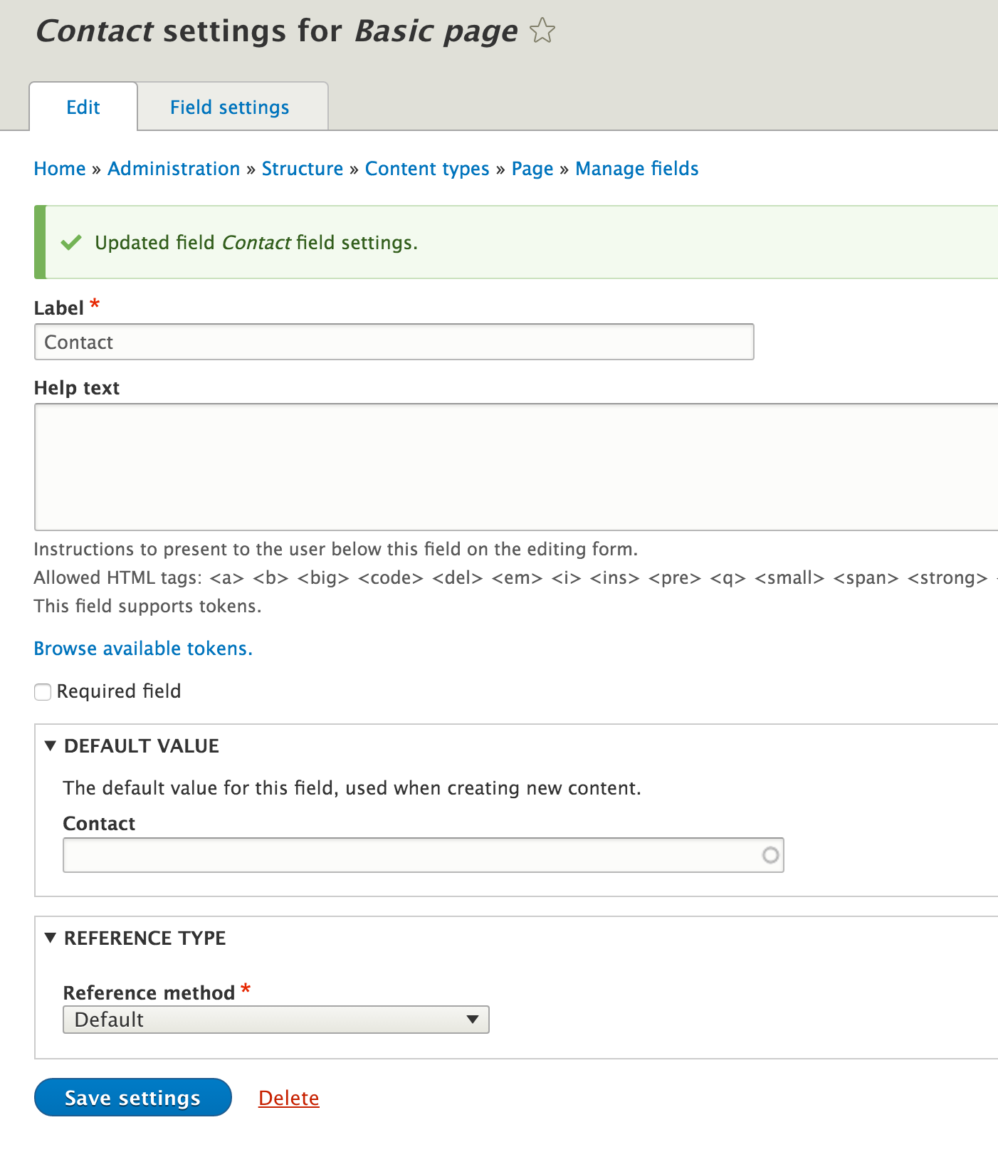 Step4 : default configuration field