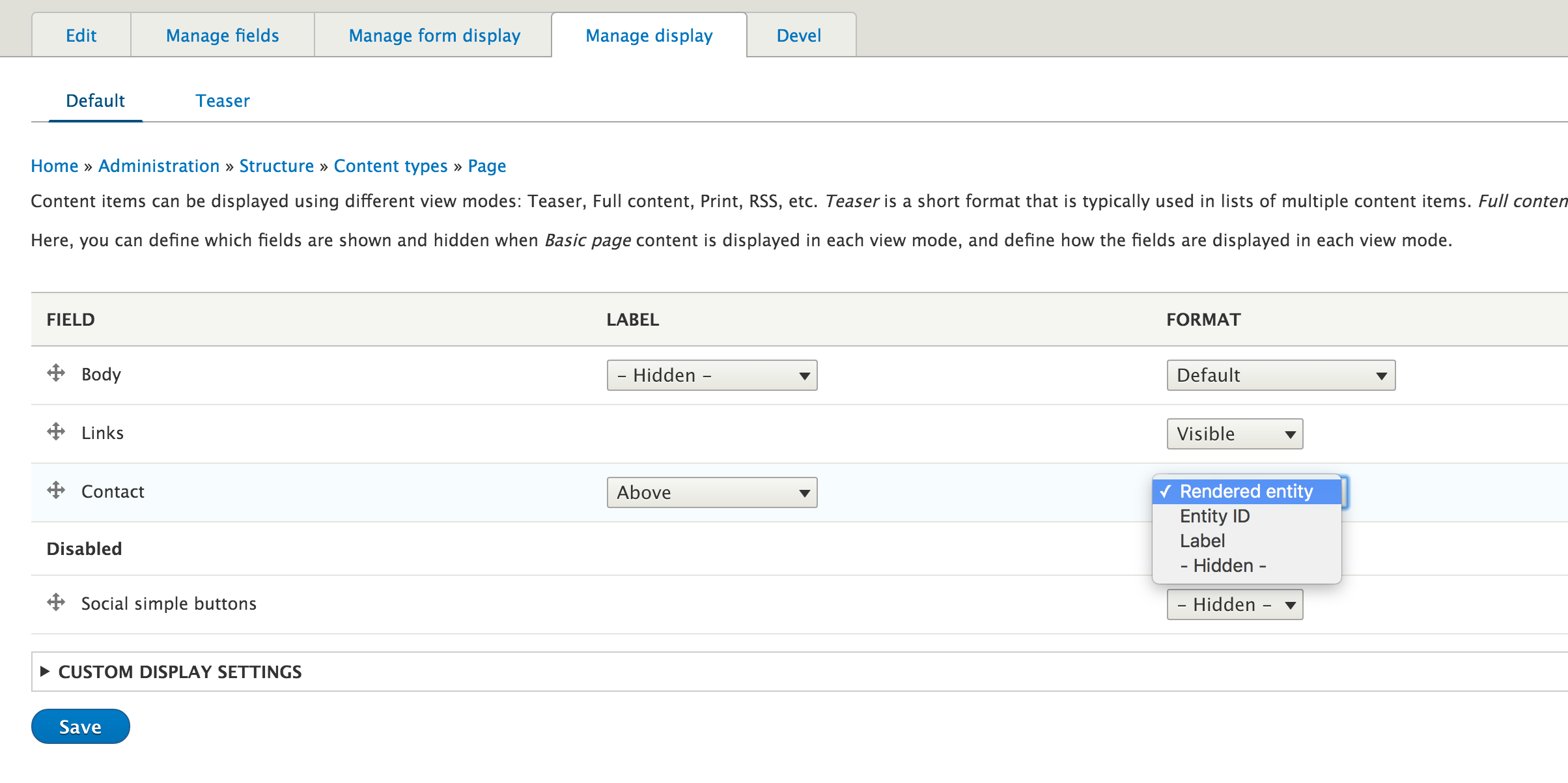 Step5: configure field formatter